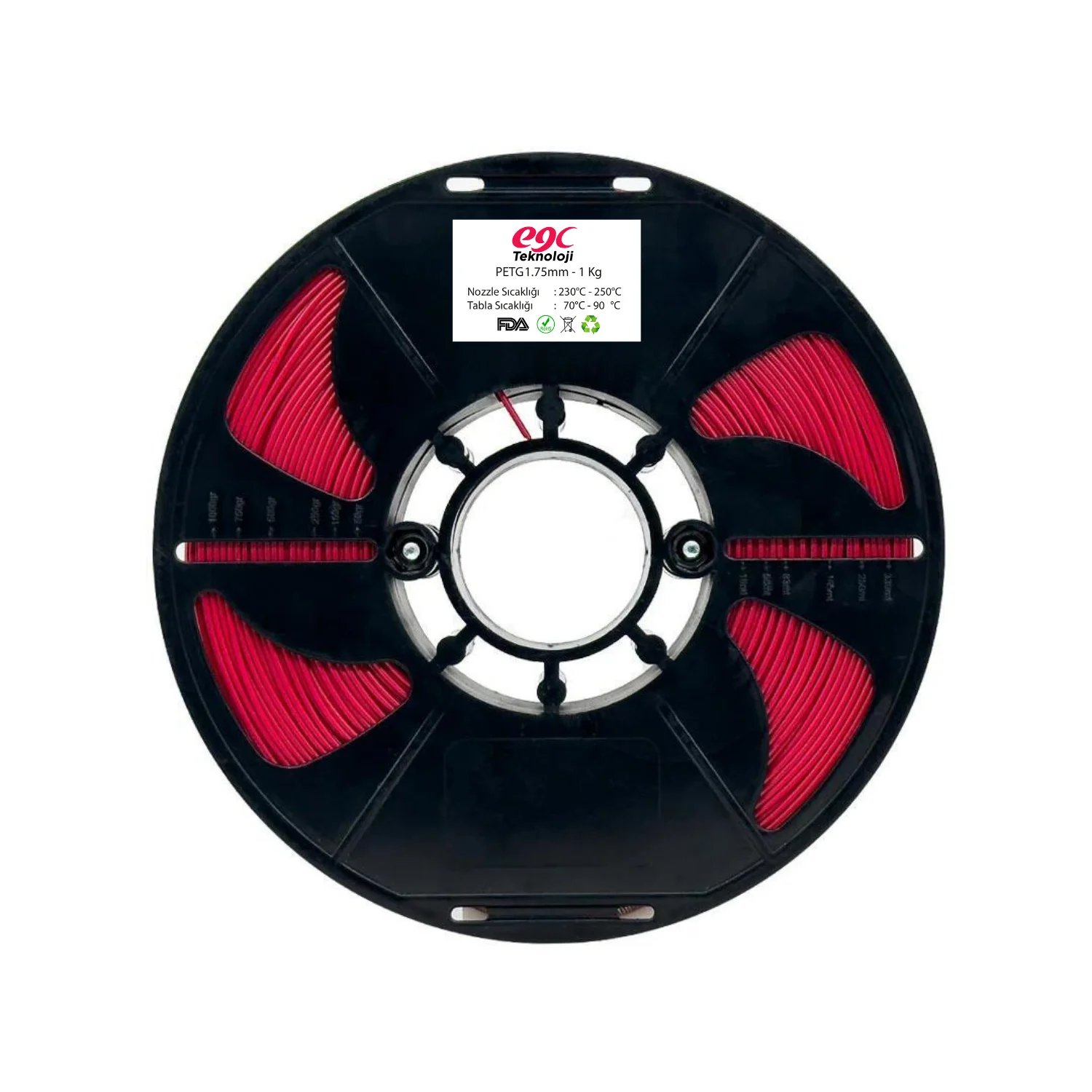 EGC Kırmızı Petg Filament - 1.75mm - 1Kg