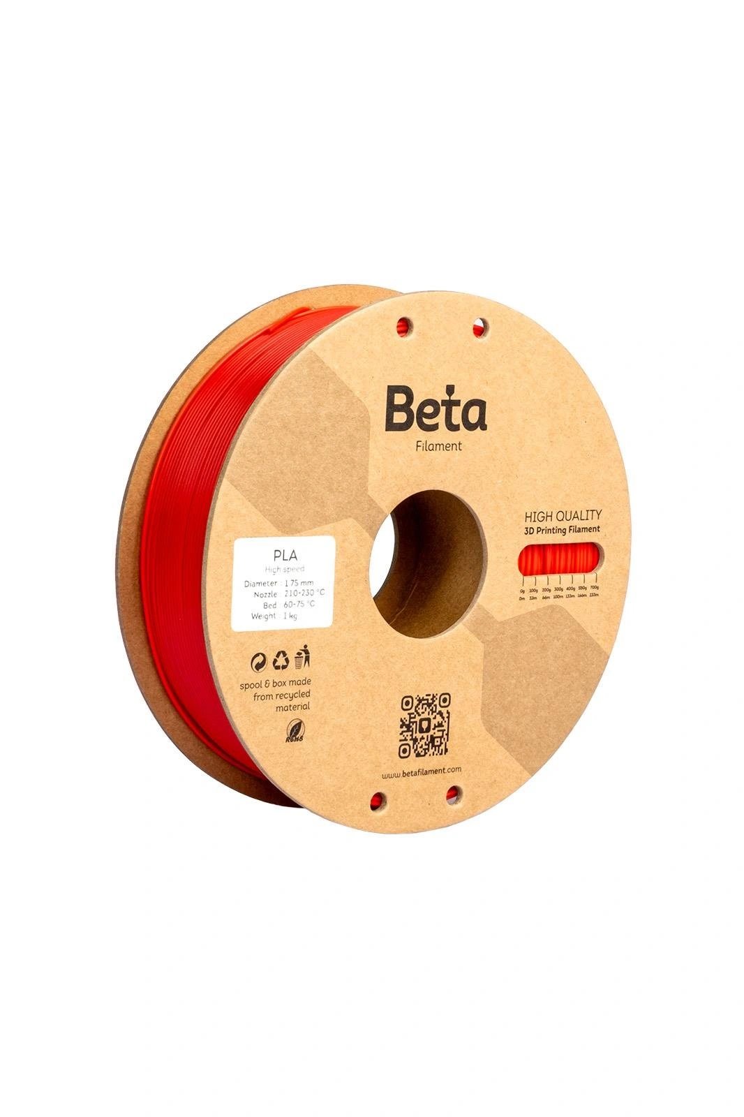 BETA Neon Kırmızı PLA+ Filament - 1.75mm - 1 Kg